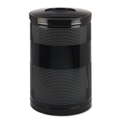 Rubbermaid Commercial Classics Perforated Open Top Receptacle  Round  Steel  51 gal  Black (RCP S55ETBK)