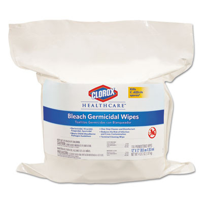 Clorox Healthcare Bleach Germicidal Wipes  12 x 12  Unscented  110 Refill  2 Carton (CLO 30359CT)