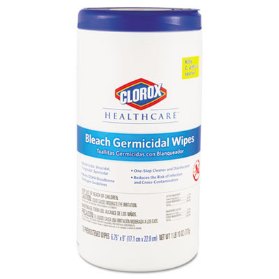 Clorox Healthcare Bleach Germicidal Wipes  6 3 4 x 9  Unscented  70 Canister (CLO 35309CT)