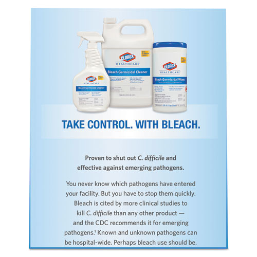 Clorox Healthcare Bleach Germicidal Wipes  6 3 4 x 9  Unscented  70 Canister (CLO 35309CT)