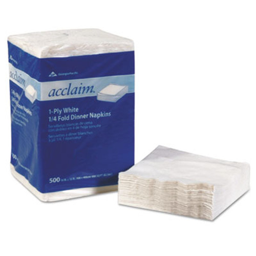 Georgia Pacific Professional AcclaimA   1 4 Fold Paper Dinner Napkins  White  1-Ply  16 x16   500 PK  8 PK CT (GPC 362-02)