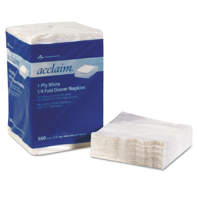 Georgia Pacific Professional AcclaimA   1 4 Fold Paper Dinner Napkins  White  1-Ply  16 x16   500 PK  8 PK CT (GPC 362-02)