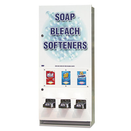 Vend-Rite Coin-Operated Soap Vender  3-Column  16 25  x 37 75  x 9 5   White Blue (VEN 394-100)