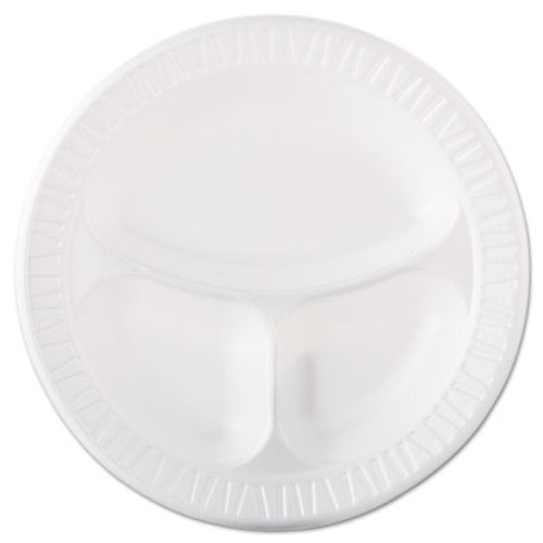 Dart Laminated Foam Dinnerware  Plate  3-Comp  10 1 4   White  125 Pk  4 Pks Ctn (DCC 10CPWQR)