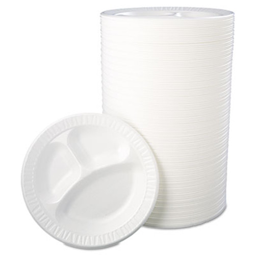 Dart Laminated Foam Dinnerware  Plate  3-Comp  10 1 4   White  125 Pk  4 Pks Ctn (DCC 10CPWQR)
