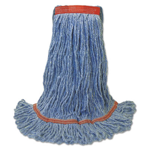 Boardwalk Super Loop Wet Mop Head  Cotton Synthetic Fiber  1  Headband  Large Size  Blue  12 Carton (BWK 503BLNB)