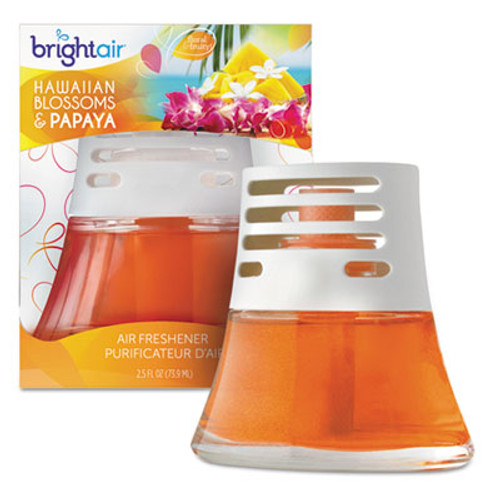 BRIGHT Air Scented Oil Air Freshener  Hawaiian Blossoms and Papaya  Orange  2 5 oz  6 Carton (BRI 900021CT)