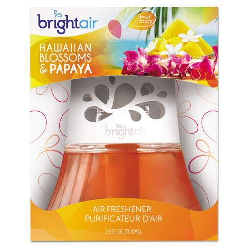BRIGHT Air Scented Oil Air Freshener  Hawaiian Blossoms and Papaya  Orange  2 5 oz  6 Carton (BRI 900021CT)