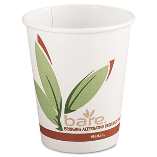 Dart Bare by Solo Eco-Forward Recycled Content PCF Paper Hot Cups  8 oz  1 000 Carton (SCC 378RC)