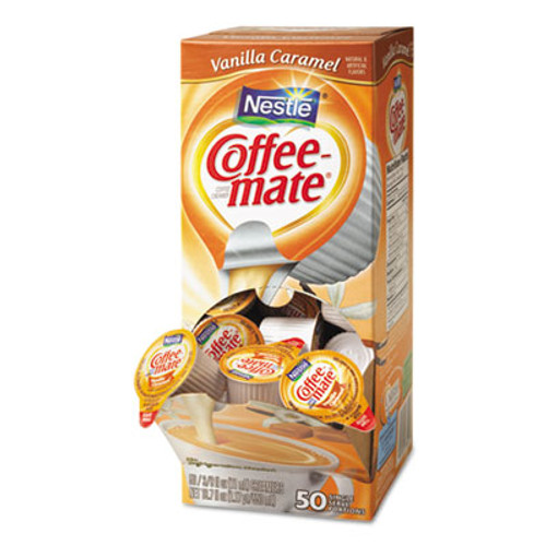 Coffee mate Liquid Coffee Creamer  Vanilla Caramel  0 38 oz Mini Cups  50 Box  4 Boxes Carton  200 Total Carton (NES 79129CT)