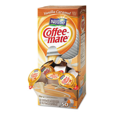 Coffee mate Liquid Coffee Creamer  Vanilla Caramel  0 38 oz Mini Cups  50 Box  4 Boxes Carton  200 Total Carton (NES 79129CT)