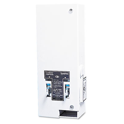 HOSPECO Dual Sanitary Napkin Tampon Dispenser  Coin  11 1 8 x 7 5 8 x 26 3 8  White (HOS125)