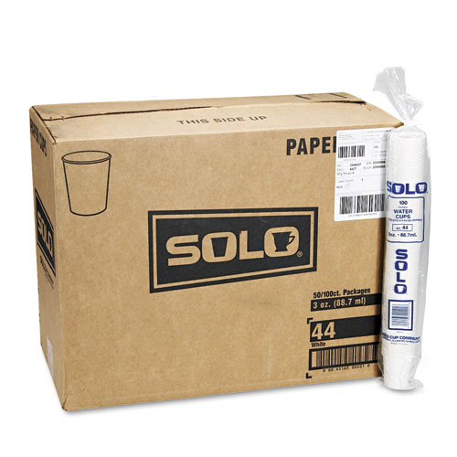 Dart White Paper Water Cups  3oz  100 Bag  50 Bags Carton (SCC44CT)
