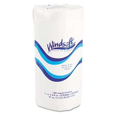 Windsoft Kitchen Roll Towels  2 Ply  11 x 8 8  White  100 Roll  30 Rolls Carton (WIN1220CT)
