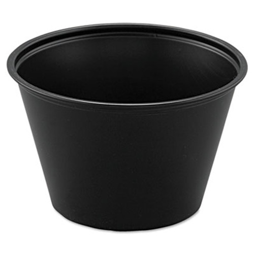 Dart Polystyrene Portion Cups  4oz  Black  250 Bag  10 Bags Carton (DCCP400BLK)