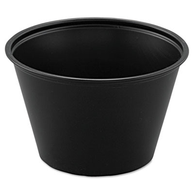 Dart Polystyrene Portion Cups  4oz  Black  250 Bag  10 Bags Carton (DCCP400BLK)