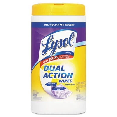 LYSOL Brand Dual Action Disinfecting Wipes  Citrus  7 x 8  75 Canister  6 Carton (RAC81700CT)