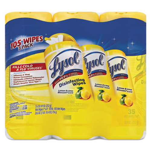 LYSOL Brand Disinfecting Wipes  7 x 8  Lemon and Lime Blossom  35 Wipes Canister  3 Canisters Pack  4 Packs Carton (RAC82159CT)