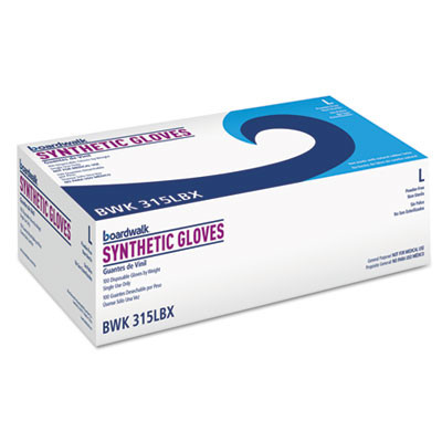 Boardwalk Powder-Free Synthetic Vinyl Gloves  Large  Beige  4 mil  100 Box (BWK315LBX)