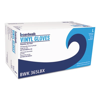 Boardwalk General Purpose Vinyl Gloves  Powder Latex-Free  2 3 5 mil  Large  Clear  100 Bx (BWK365LBX)