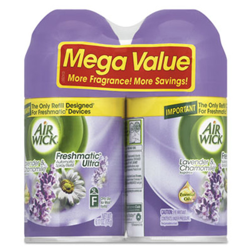 Air Wick Freshmatic Ultra Spray Refill  Lavender Chamomile  Aerosol  5 89oz  2 Pack  3 Packs Carton (RAC85595)