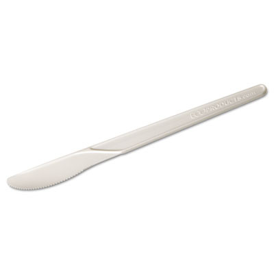 Eco-Products Plantware Compostable Cutlery  Knife  6   Pearl White  50 Pack  20 Pack Carton (ECOEPS011)