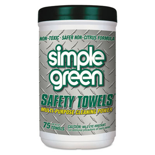 Simple Green Safety Towels  10 x 11 3 4  75 Canister  6 per Carton (SMP13351CT)
