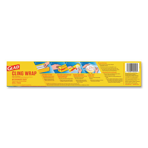 Glad ClingWrap Plastic Wrap  200 Square Foot Roll  Clear  12 Carton (CLO00020CT)