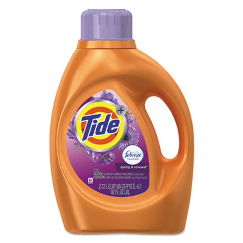 Tide Plus Febreze Liquid Laundry Detergent  Spring   Renewal  92oz Bottle  4 Carton (PGC87566CT)