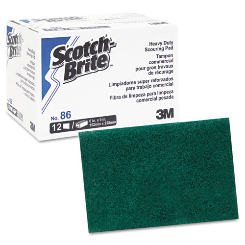 Scotch-Brite PROFESSIONAL Commercial Heavy Duty Scouring Pad 86  6  x 9   Green  12 Pack  3 Packs Carton (MMM86CT)
