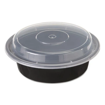 Pactiv VERSAtainers  1-Comp  Black Clear  16oz  6 dia  150 Carton (PCTNC718B)