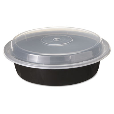 Pactiv VERSAtainers  1-Comp  Black Clear  24oz  7 dia  150 Carton (PCTNC723B)