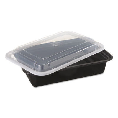 Pactiv VERSAtainers  Black Clear  38oz  6w x 8 1 2d x 2h  150 Carton (PCTNC888B)