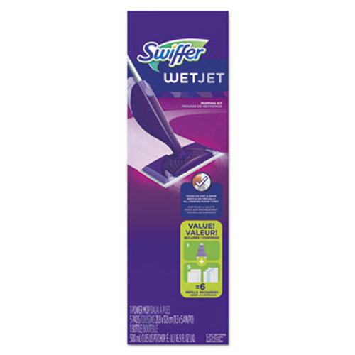 Swiffer WetJet Mop Starter Kit  46  Handle  Silver Purple  2 Carton (PGC92811CT)