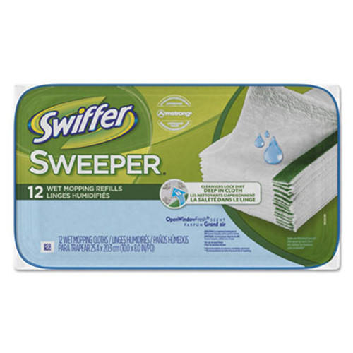 Swiffer Wet Refill Cloths  Open Window Fresh  Cloth  White  8x10  12 Tub  12Tub Carton (PGC95531CT)