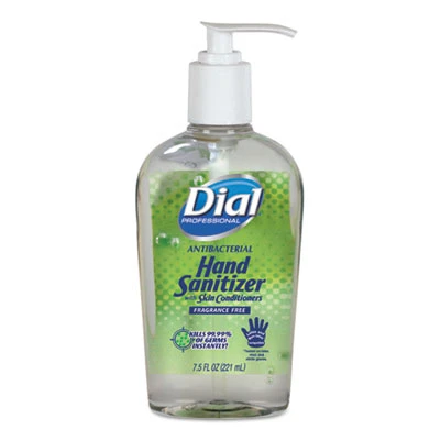 Dial Professional Antibacterial Gel Hand Sanitizer with Moisturizer  7 5 oz  Pump  Fragrance-Free (DIA01585EA)