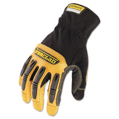 Ironclad Ranchworx Leather Gloves  Black Tan  Large (IRNRWG204L)