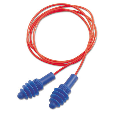 Howard Leight by Honeywell DPAS-30R AirSoft Multiple-Use Earplugs  27NRR  Red Polycord  Blue  100 Box (UVXDPAS30R)