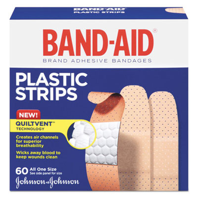 BAND-AID Plastic Adhesive Bandages  3 4 x 3  60 Box (JOJ100563500)