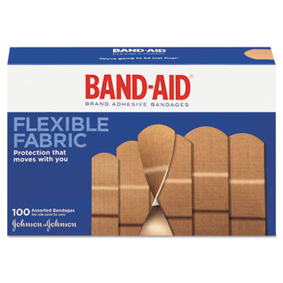 BAND-AID Flexible Fabric Adhesive Bandages  Assorted  100 Box (JOJ11507800)