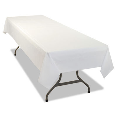 Tablemate Rectangular Table Cover  Heavyweight Plastic  54 x 108  White  24 Each Carton (TBL549WHCT)