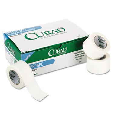 Curad Paper Adhesive Tape  1  Core  1  x 10 yds  White  12 Pack (MIINON270001)