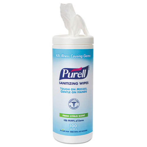 PURELL Premoistened Hand Sanitizing Wipes  5 78  x 7   100 Canister  12 Canisters CT (GOJ911112CT)