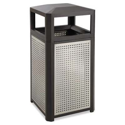 Safco Evos Series Steel Waste Container  38 gal  Black (SAF9934BL)