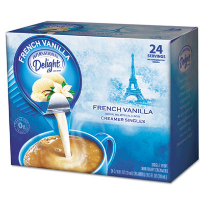 International Delight Flavored Liquid Non-Dairy Coffee Creamer  French Vanilla  0 4375 oz Cup  24 Box (ITD100681)