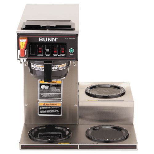 BUNN CWTF-3 Three Burner Automatic Coffee Brewer  Stainless Steel  Black (BUNCWTF153LP)