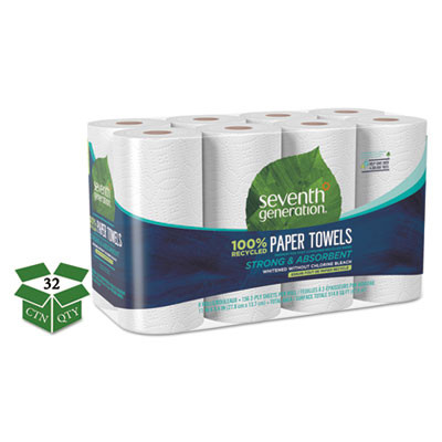 Seventh Generation 100  Recycled Paper Towel Rolls  2-Ply  11 x 5 4 Sheets  156 Sheets RL  32RL CT (SEV13739CT)