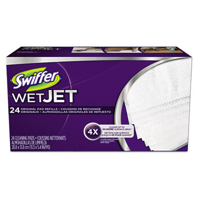 Swiffer WetJet System Refill Cloths  11 3  x 5 4   White  24 Box  4 Ctn (PGC08443CT)