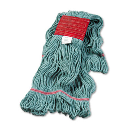 Boardwalk Super Loop Wet Mop Head  Cotton Synthetic Fiber  5  Headband  Large Size  Green  12 Carton (BWK503GNCT)