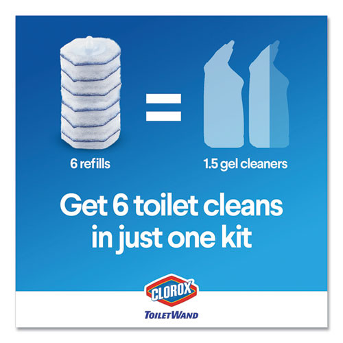 Clorox Toilet Wand Disposable Toilet Cleaning Kit  Handle  Caddy and Refills  6 Carton (CLO03191CT)